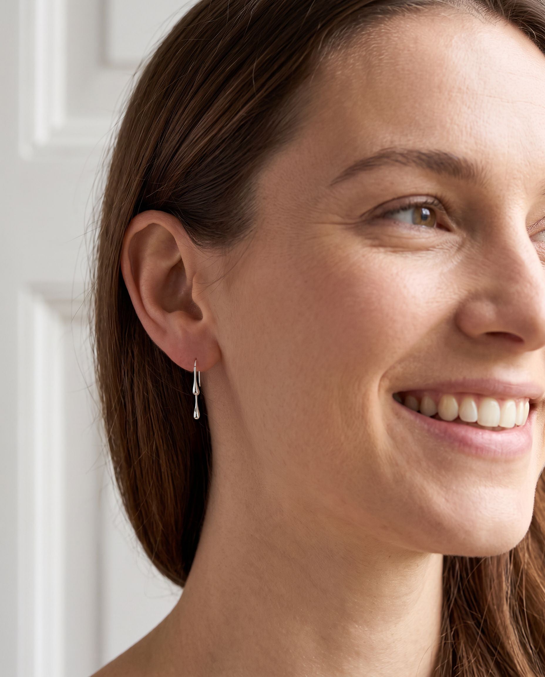 Silver Mini Long Pear Drop Earrings
