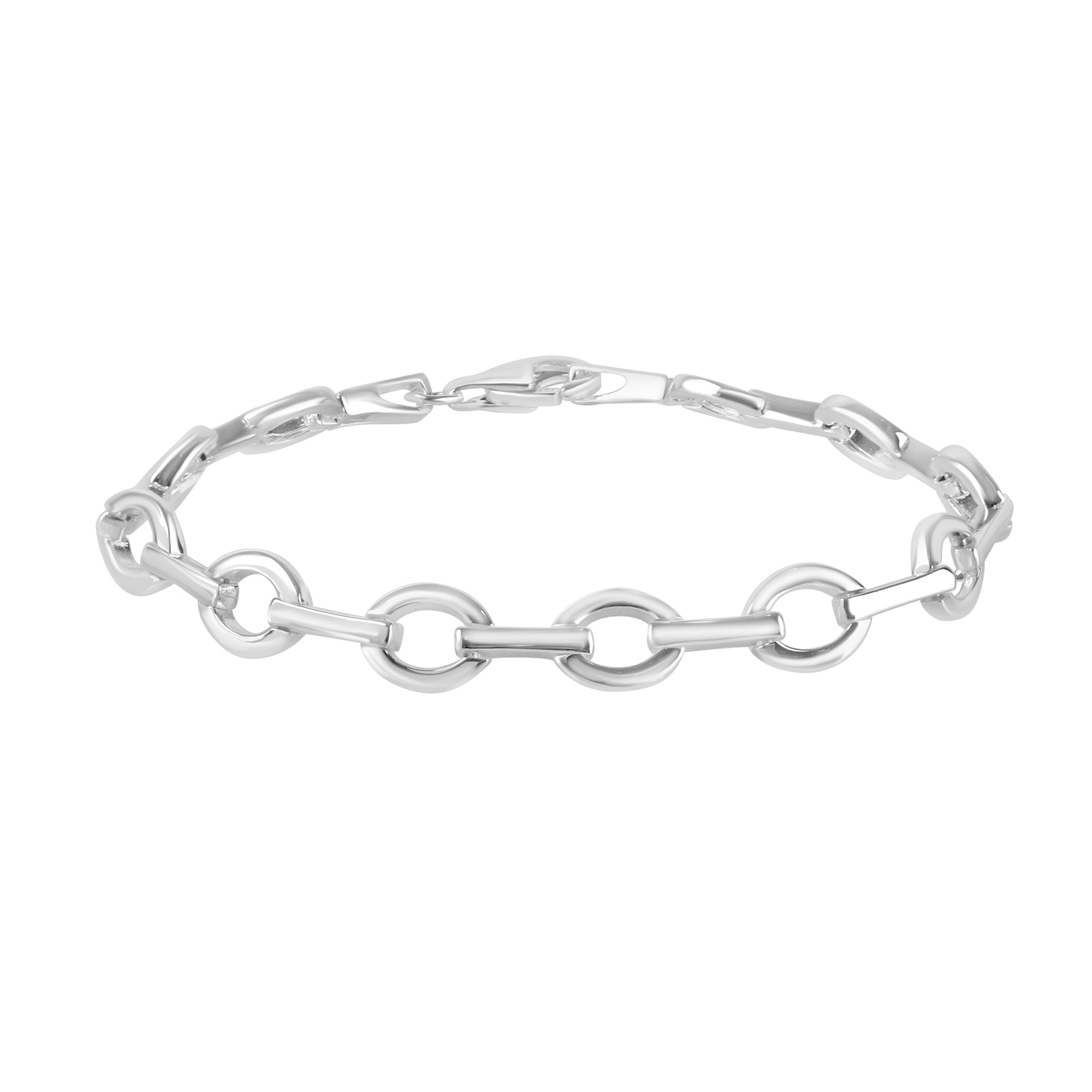 Silver Oval Bar Link Bracelet