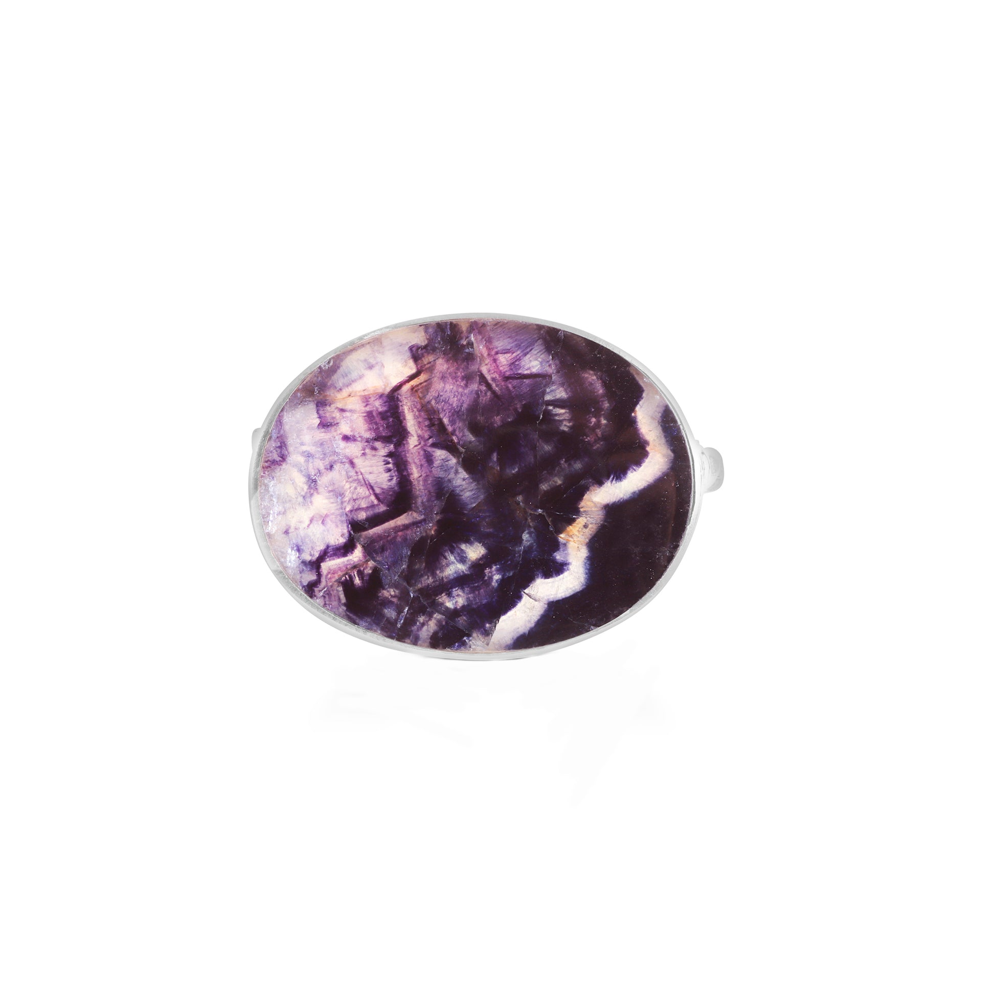 Silver Oval Blue John Brooch
