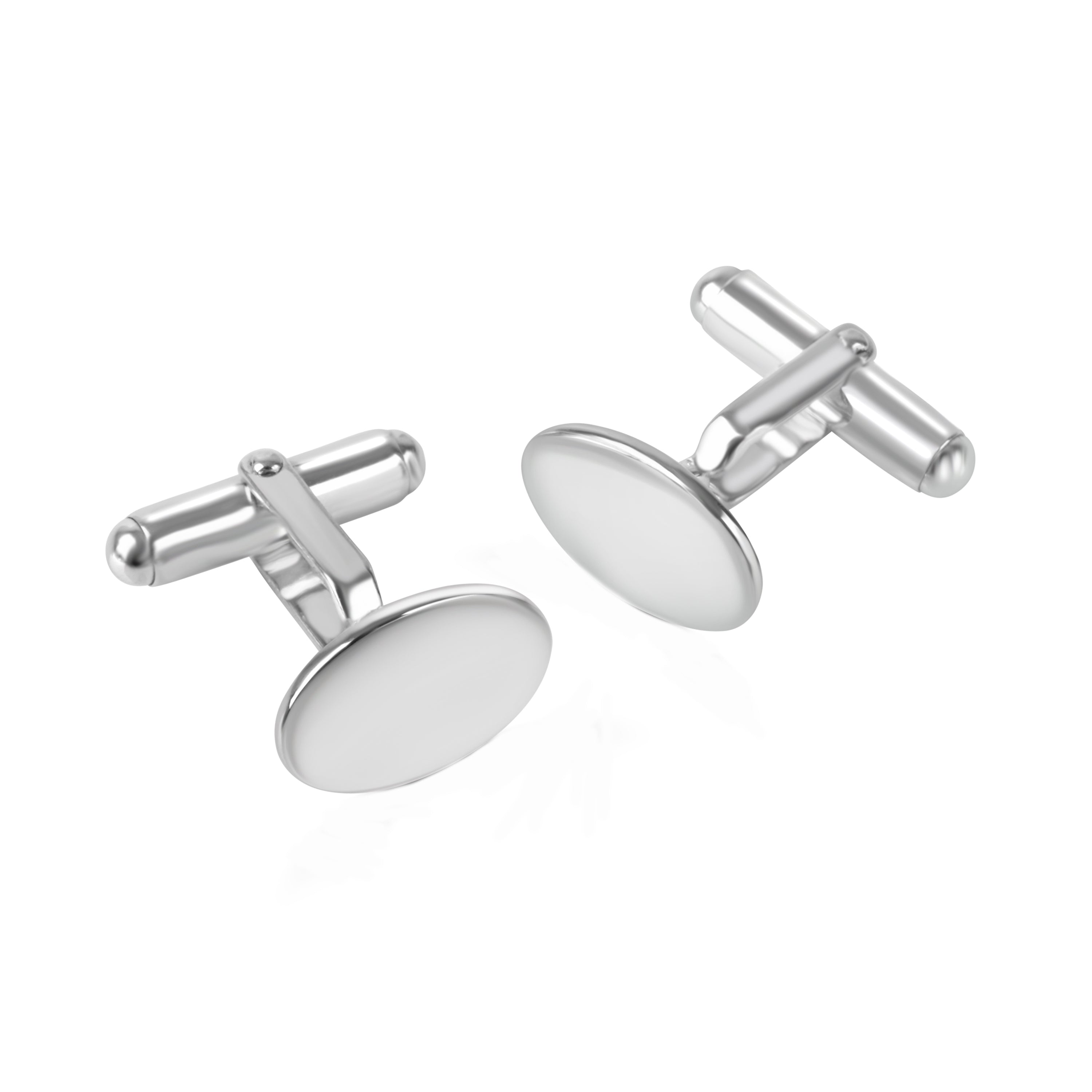 Silver Oval Cufflinks - Recycled Sterling Silver - Engravable