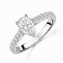 Silver Pear Cut CZ Ring with Graduated Claw Set Shoulders