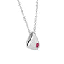 Silver Pink Cubic Zirconia Pebble Pendant with Adjustable Trace Chain