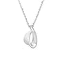 Silver Polished and Satin Ribbon Loop Necklace