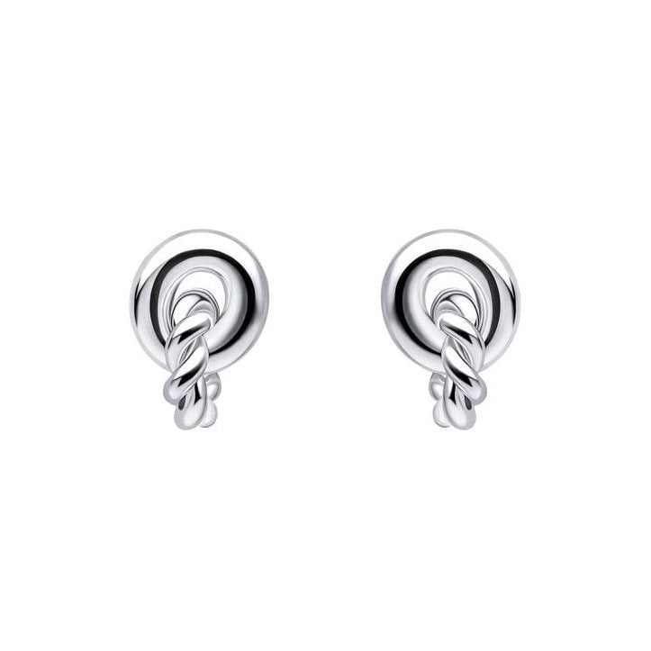 Silver Rope Interlocking Circle Stud Earrings