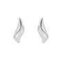 Silver Satin & Polish Curled Leaf Stud Earrings