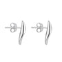 Silver Satin & Polish Curled Leaf Stud Earrings