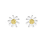 Silver Small Daisy Stud Earrings with Gold-Plated Centres