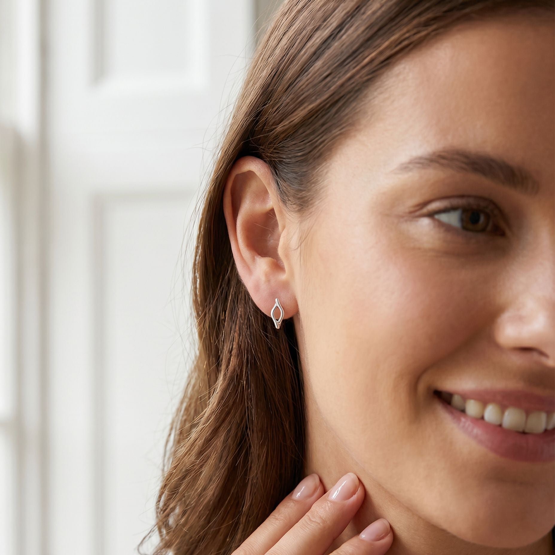 Silver Twisted Open Wave Stud Earrings