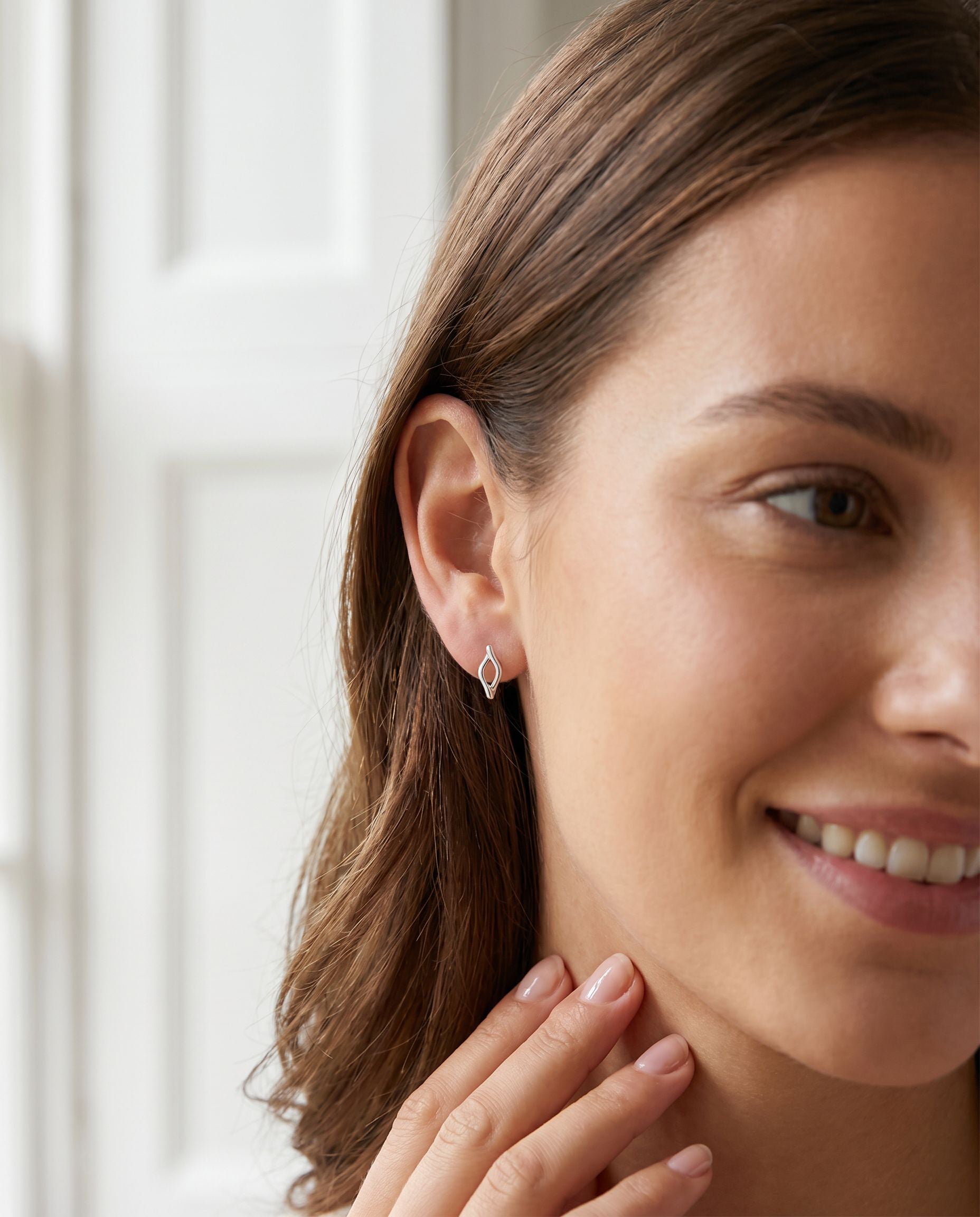 Silver Twisted Open Wave Stud Earrings