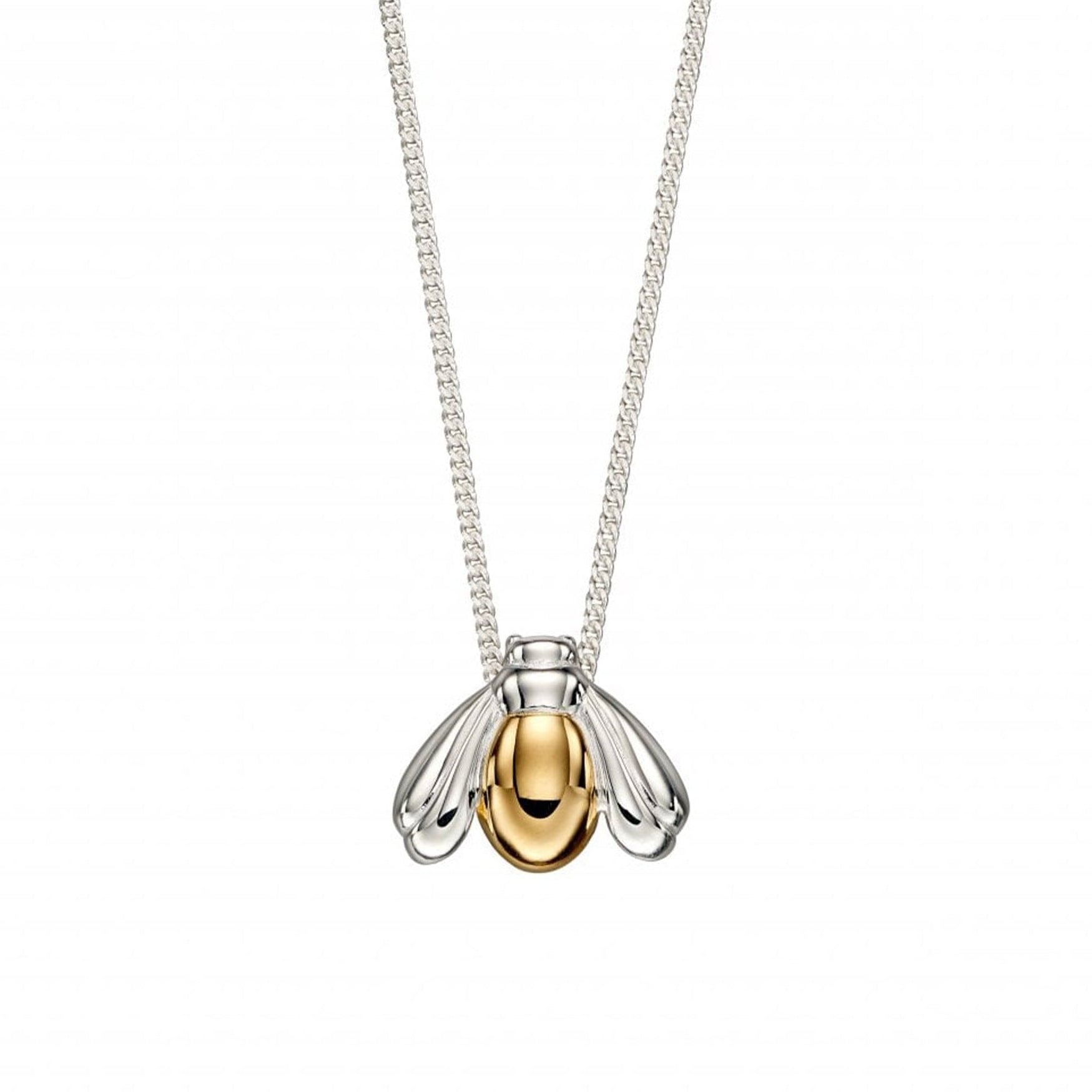 Silver and Gold Plated Bee Pendant With a Fine 16" Curb Chain