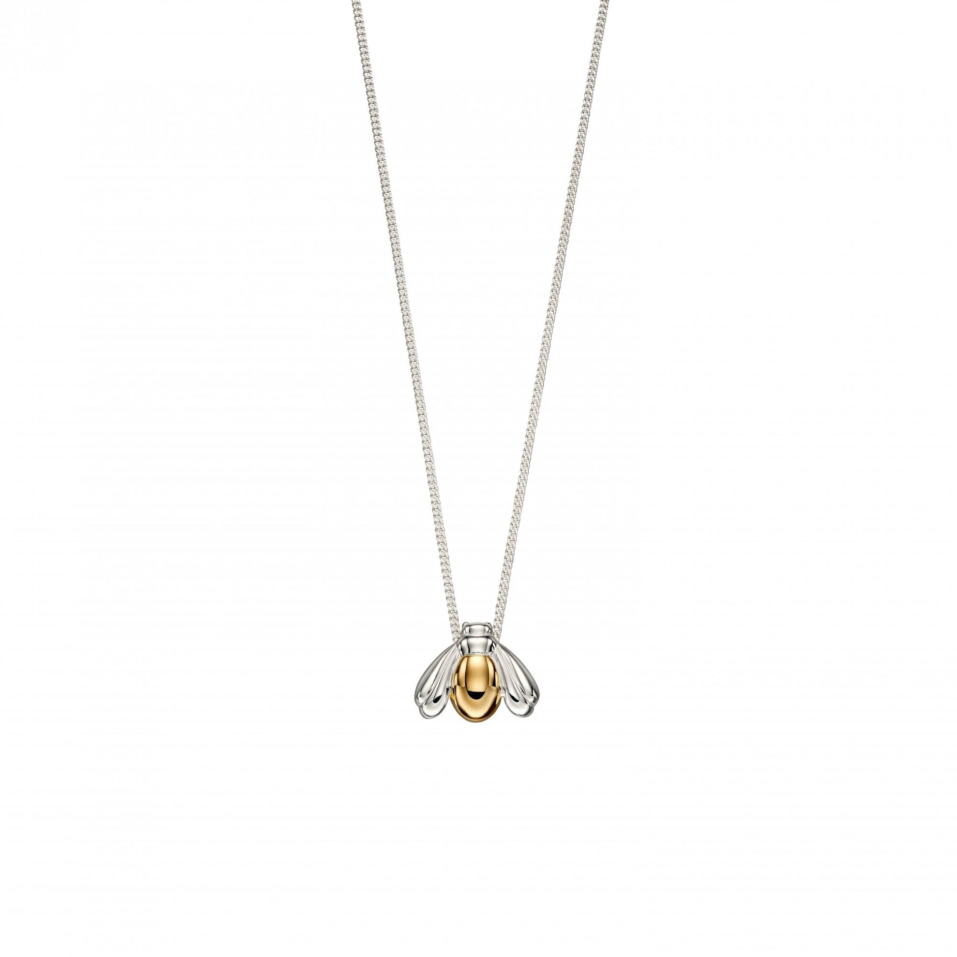 Silver and Gold Plated Bee Pendant With a Fine 16" Curb Chain