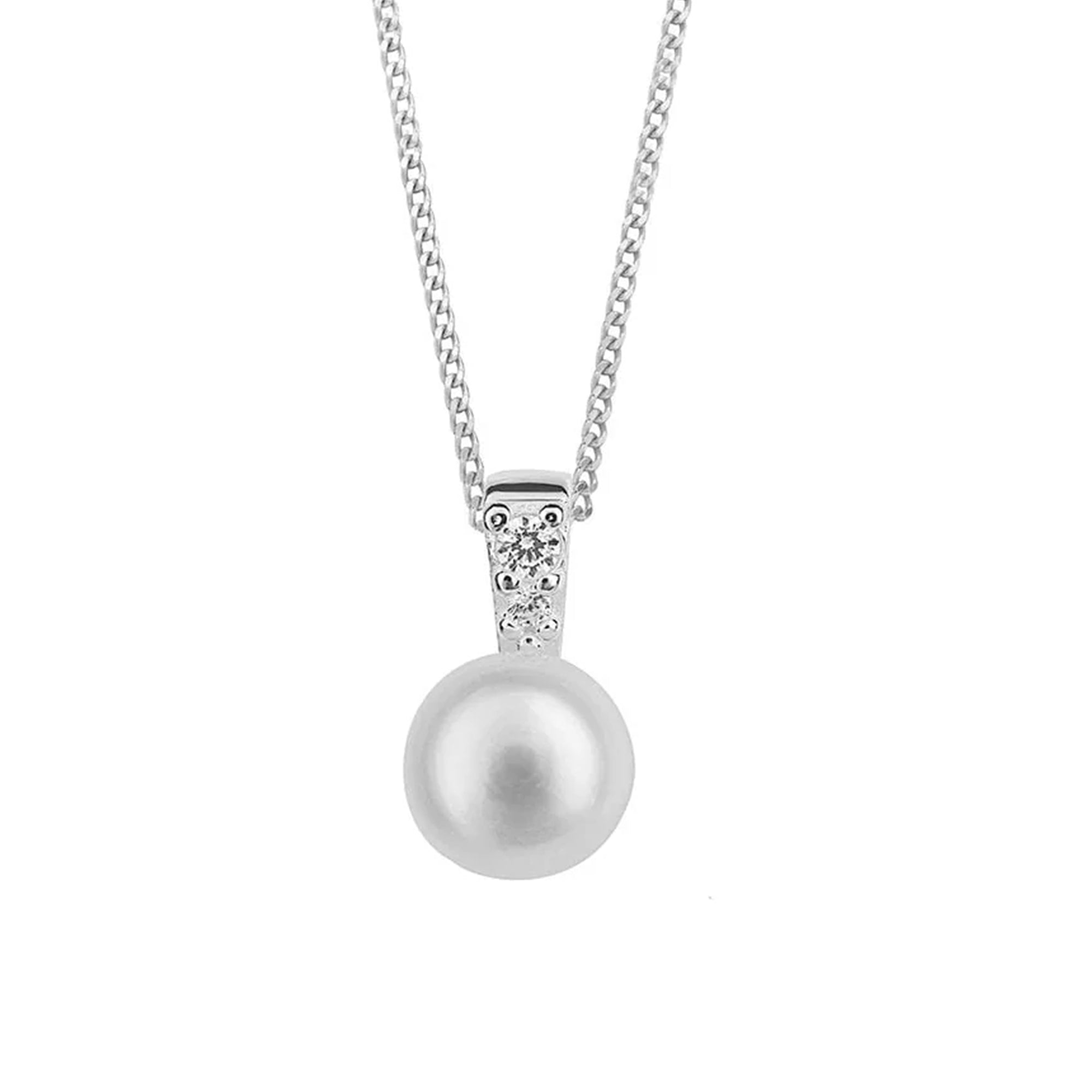 Small Silver Pearl Pendant and Chain