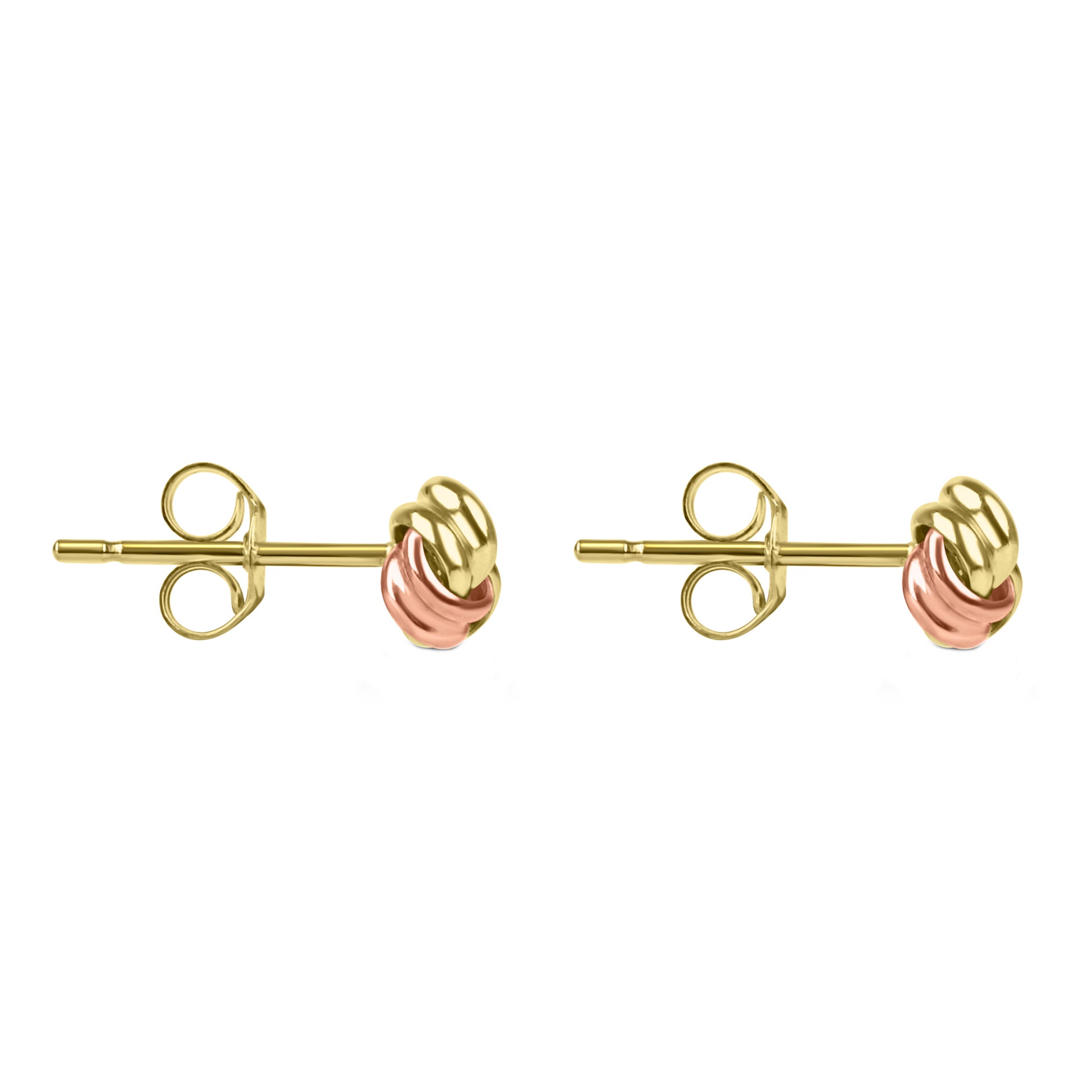 Small 9ct Three Colour Gold Knot Stud Earrings