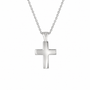 Small Chunky Silver Cross With 18" Trace Chain