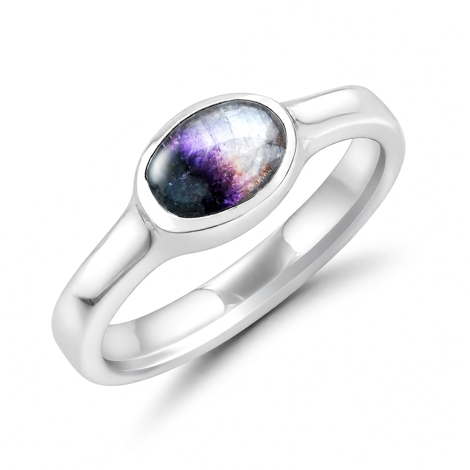 Small Oval Blue John Silver Ring