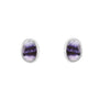 Small Oval Silver Blue John Stud Earrings