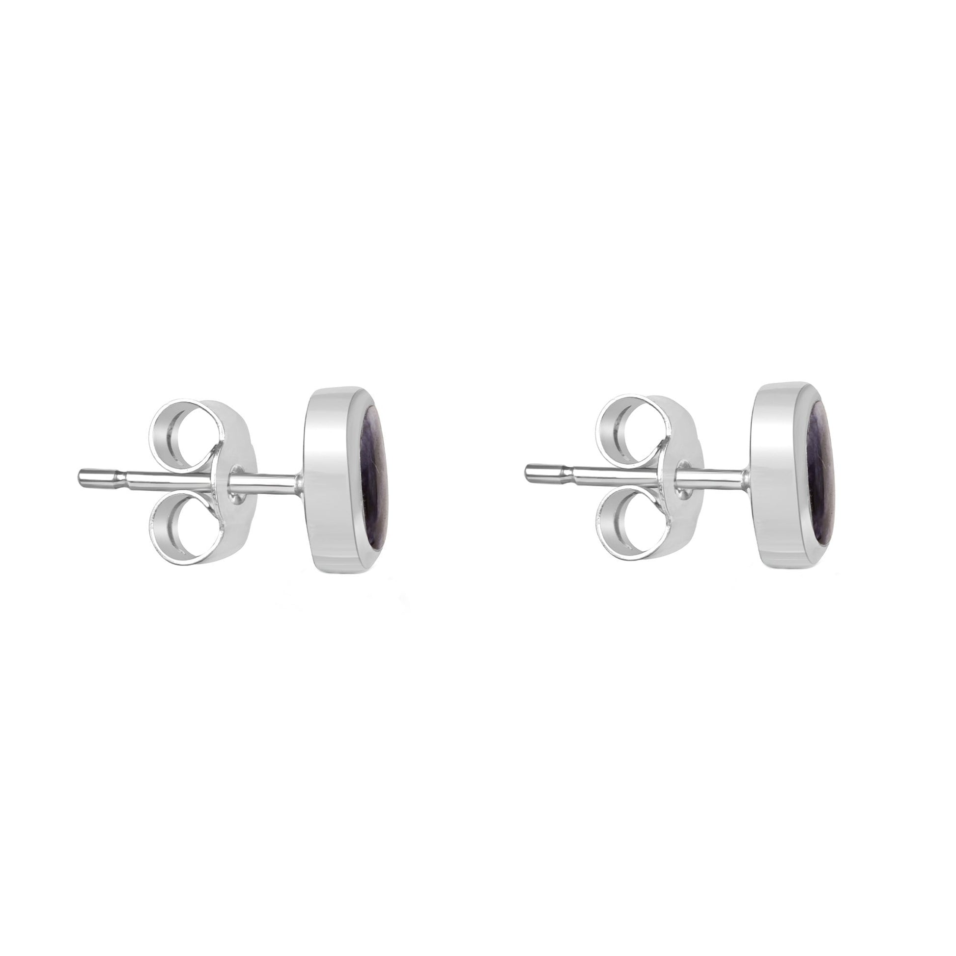 Small Oval Silver Blue John Stud Earrings