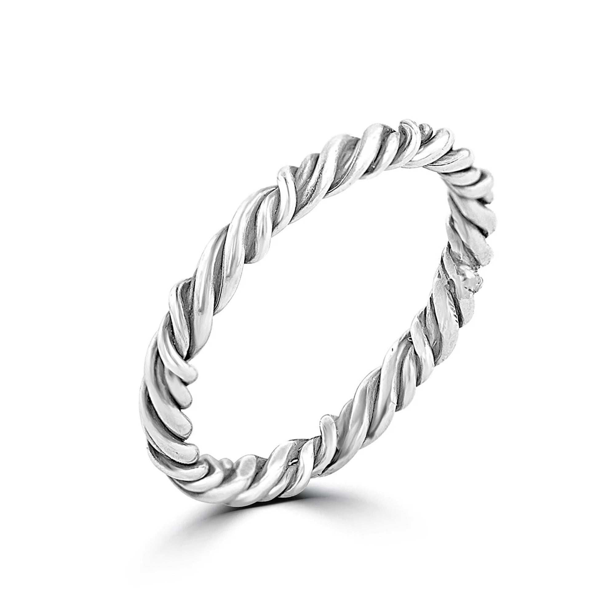 Sterling Silver 2.5mm Hand Twisted Wavy Silver Band Ring