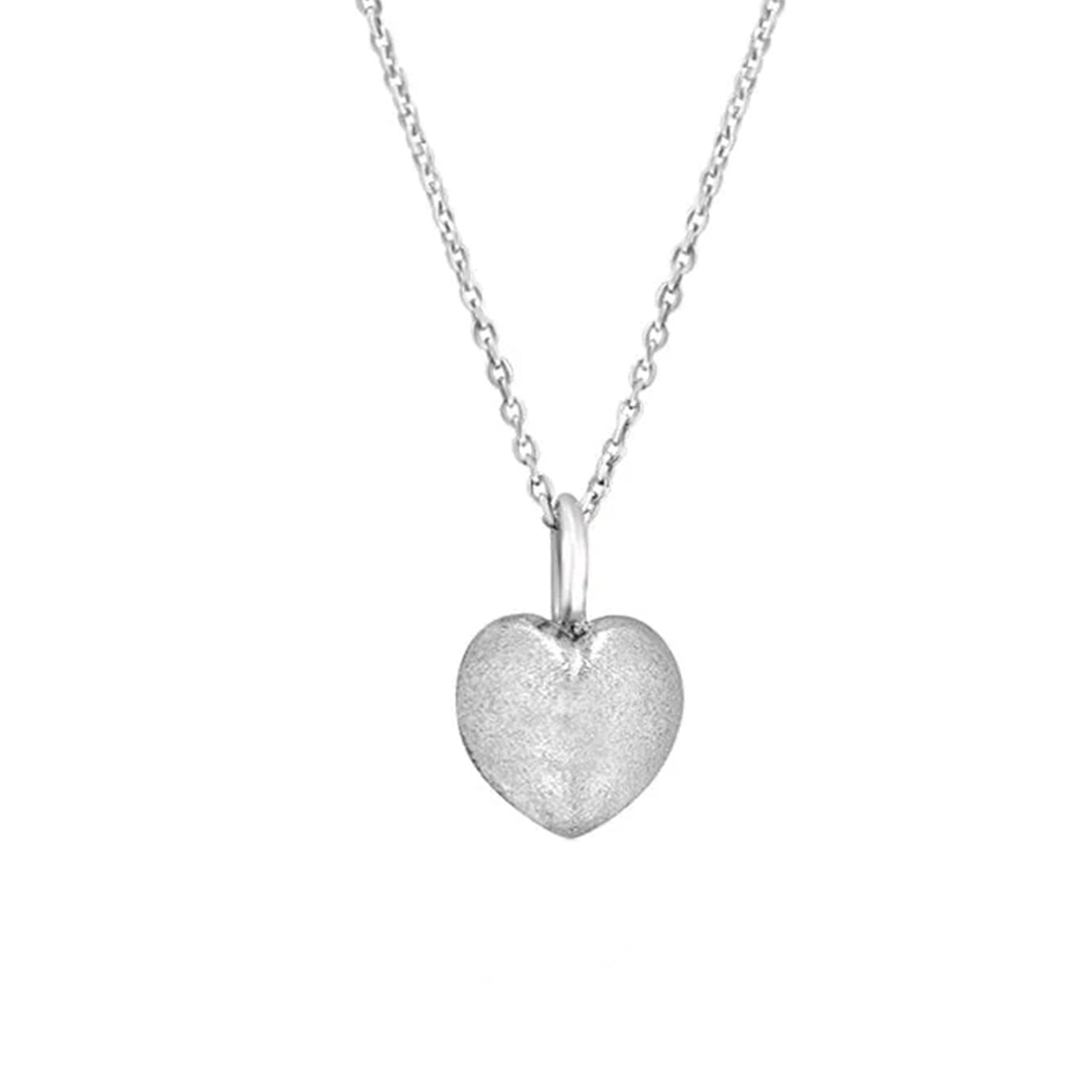 Sterling Silver Bubble Heart Necklace with a Brushed Finish