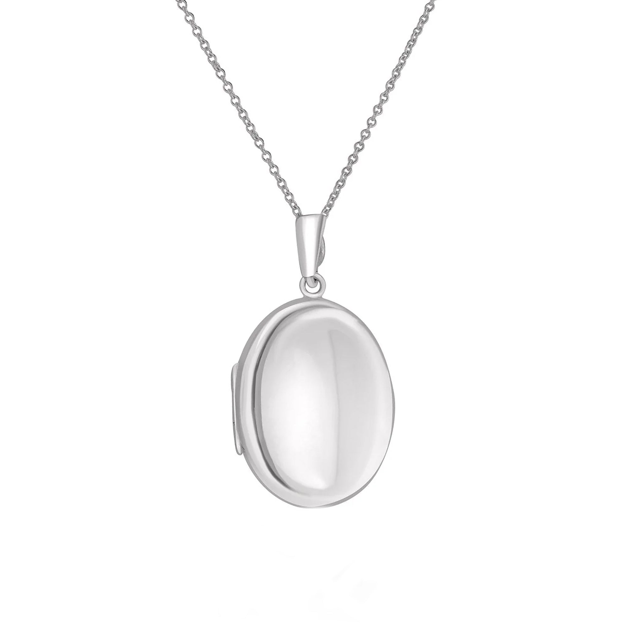 Sterling Silver Oval Locket and Chain