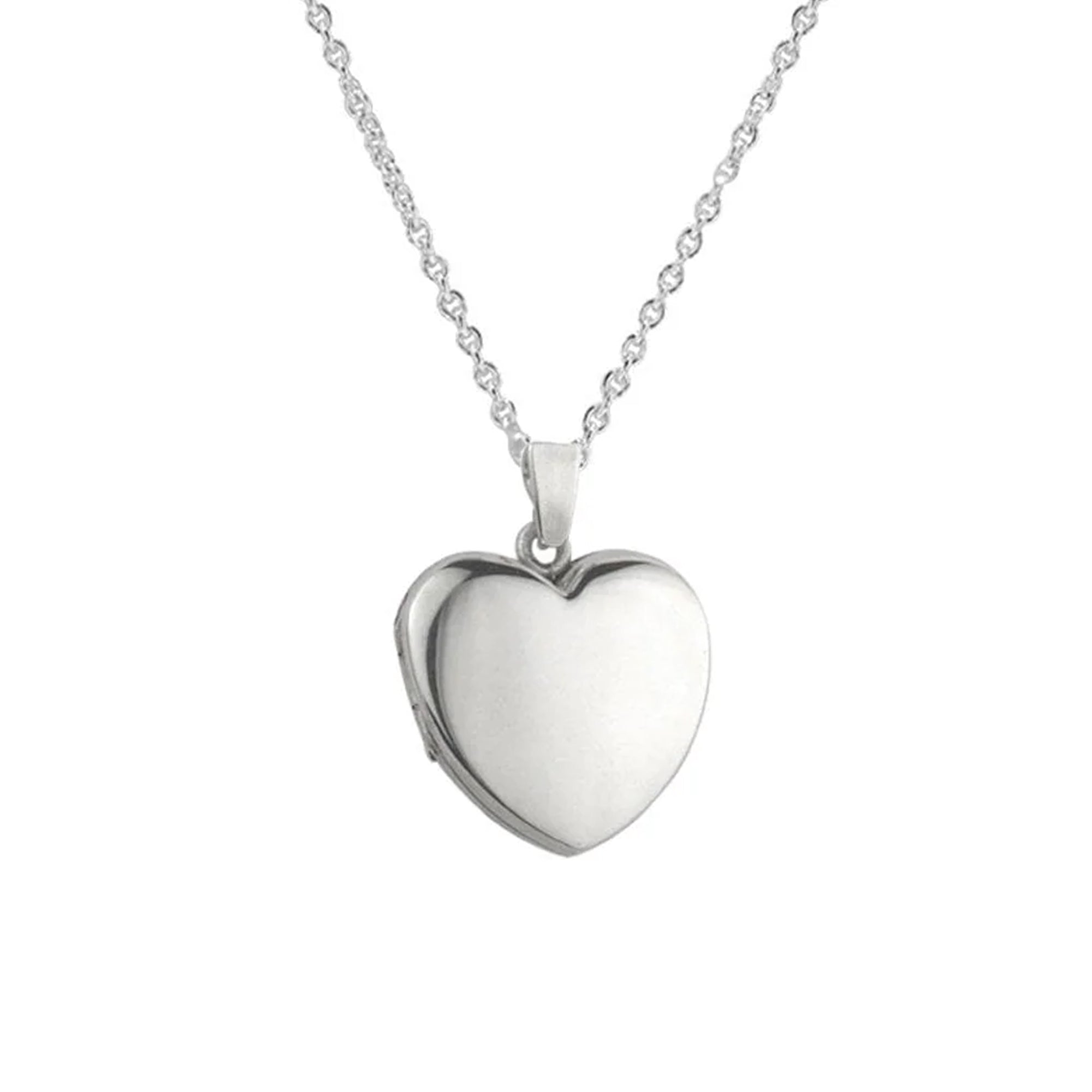 Sterling Silver Plain Polished Heart Locket Necklace