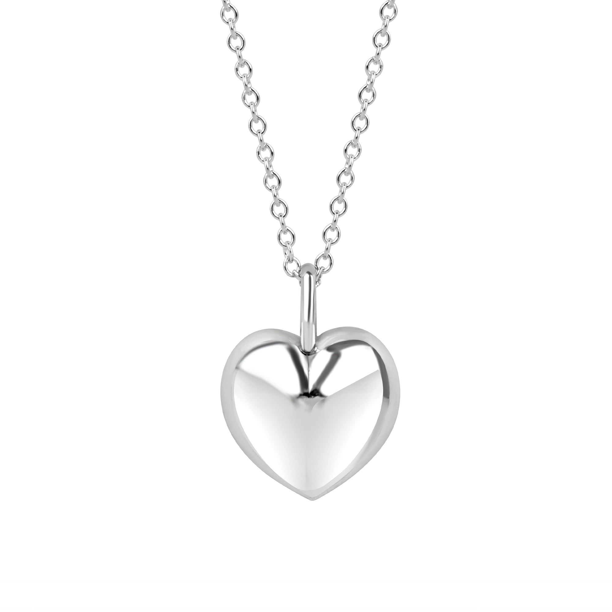 Sterling Silver Polished Plump Heart Necklace