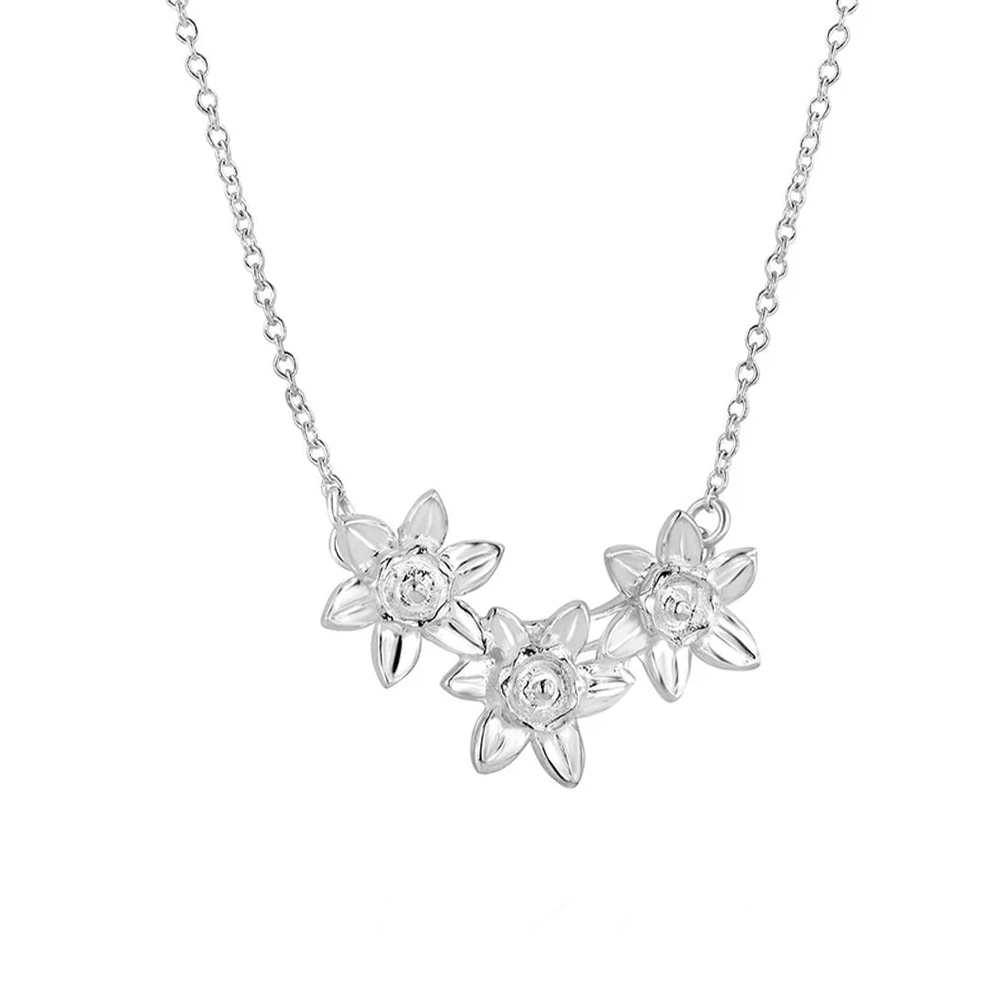 Sterling Silver Pretty Daffodil Necklace
