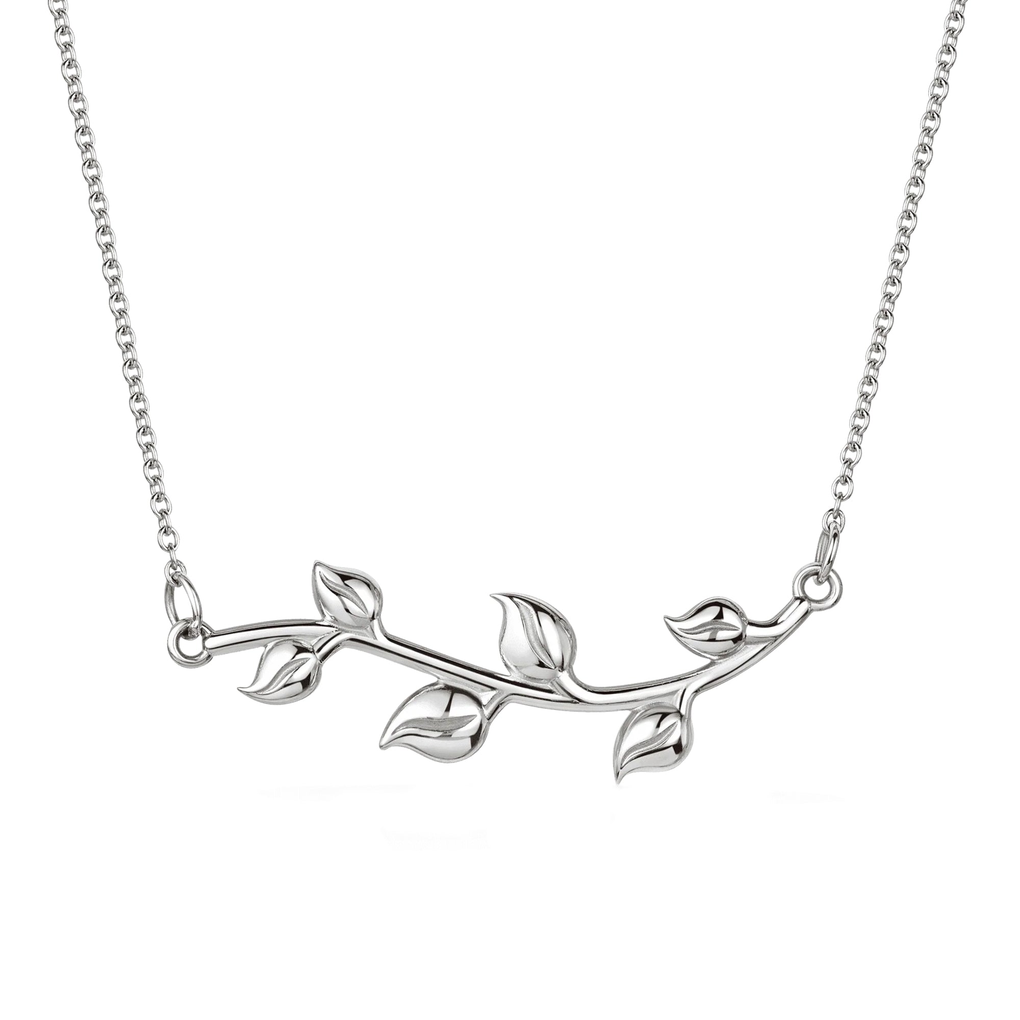 Sterling Silver Six Leaf Branch Necklace
