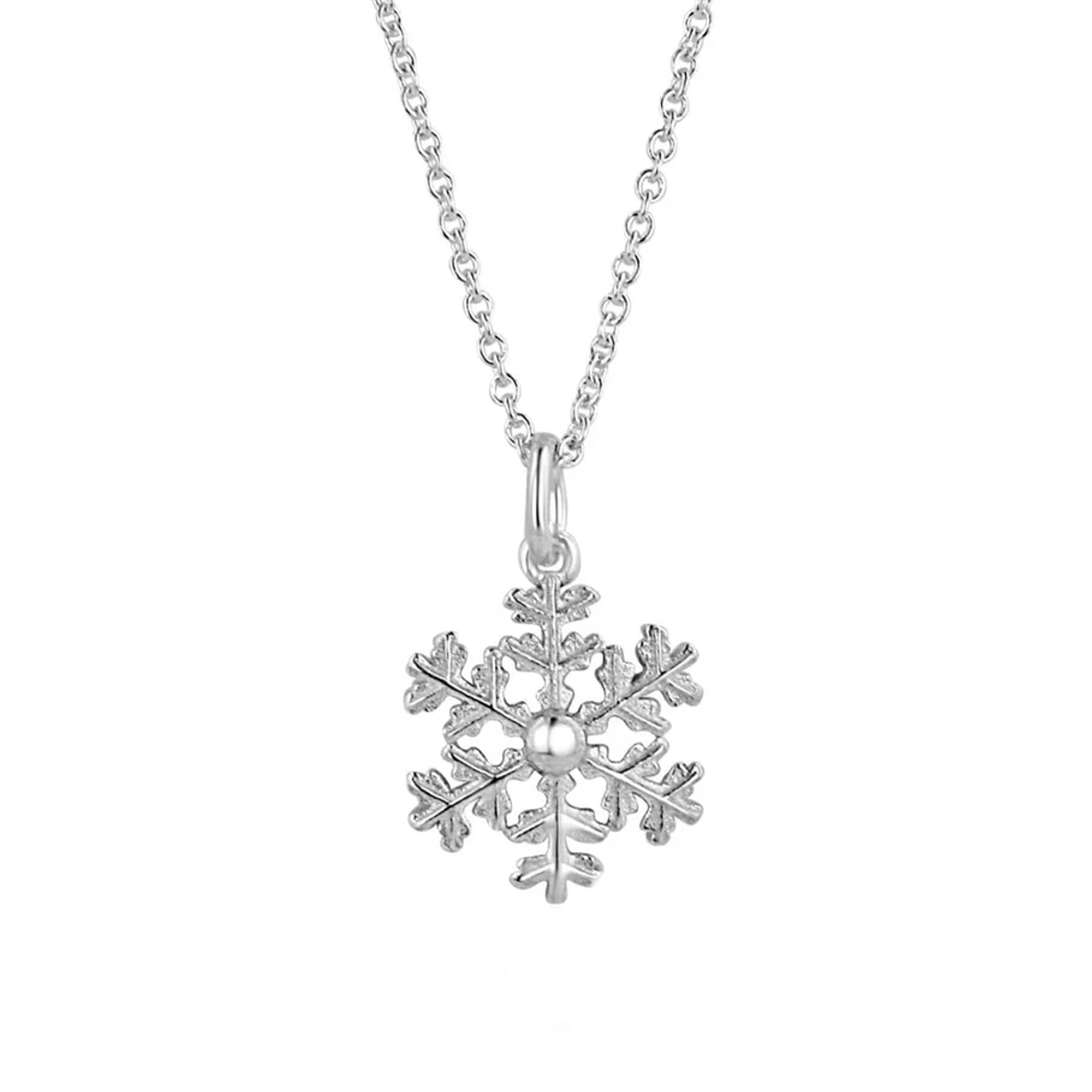 Sterling Silver Small Winter Snowflake Necklace