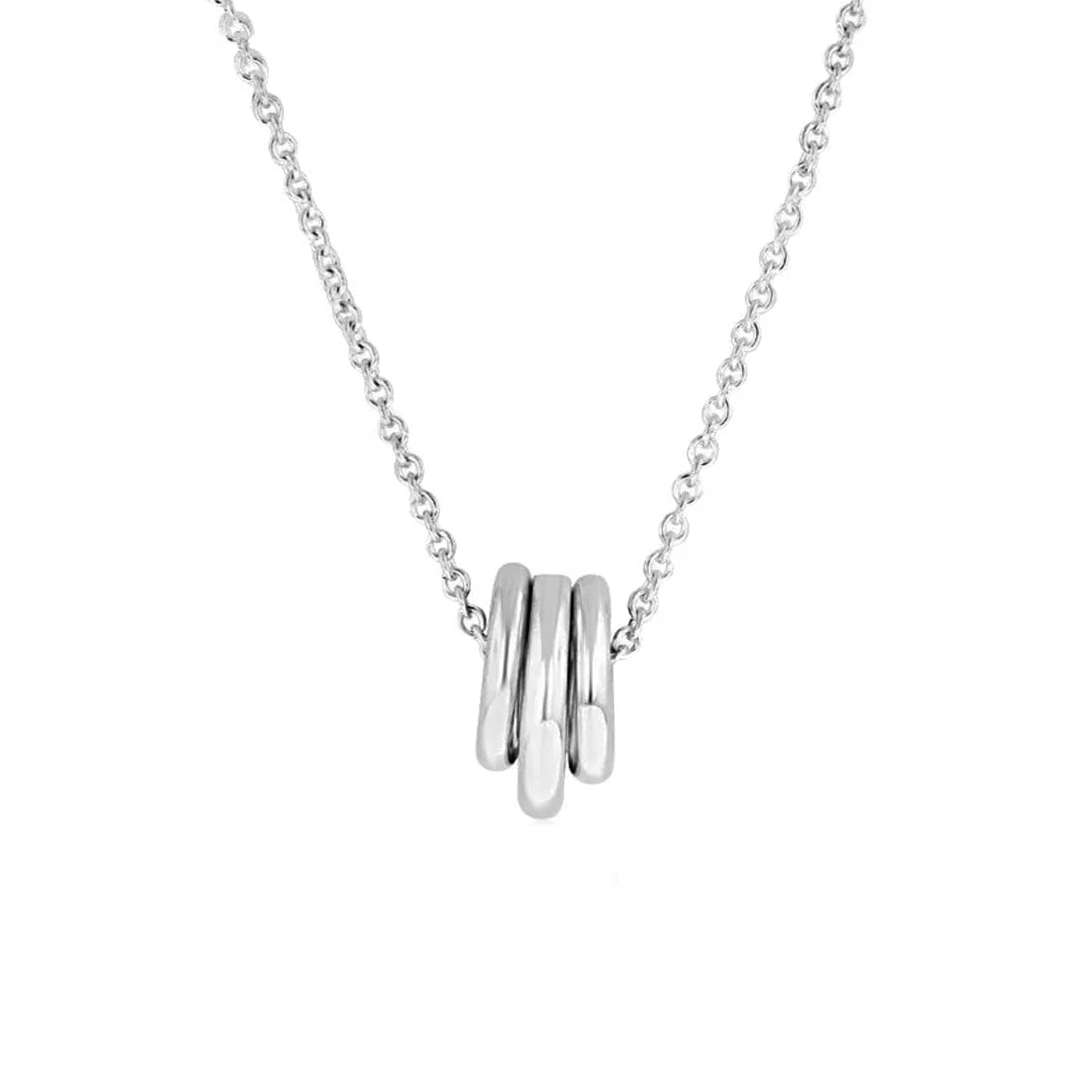 Sterling Silver Three Hoop Organic Pendant and Chain