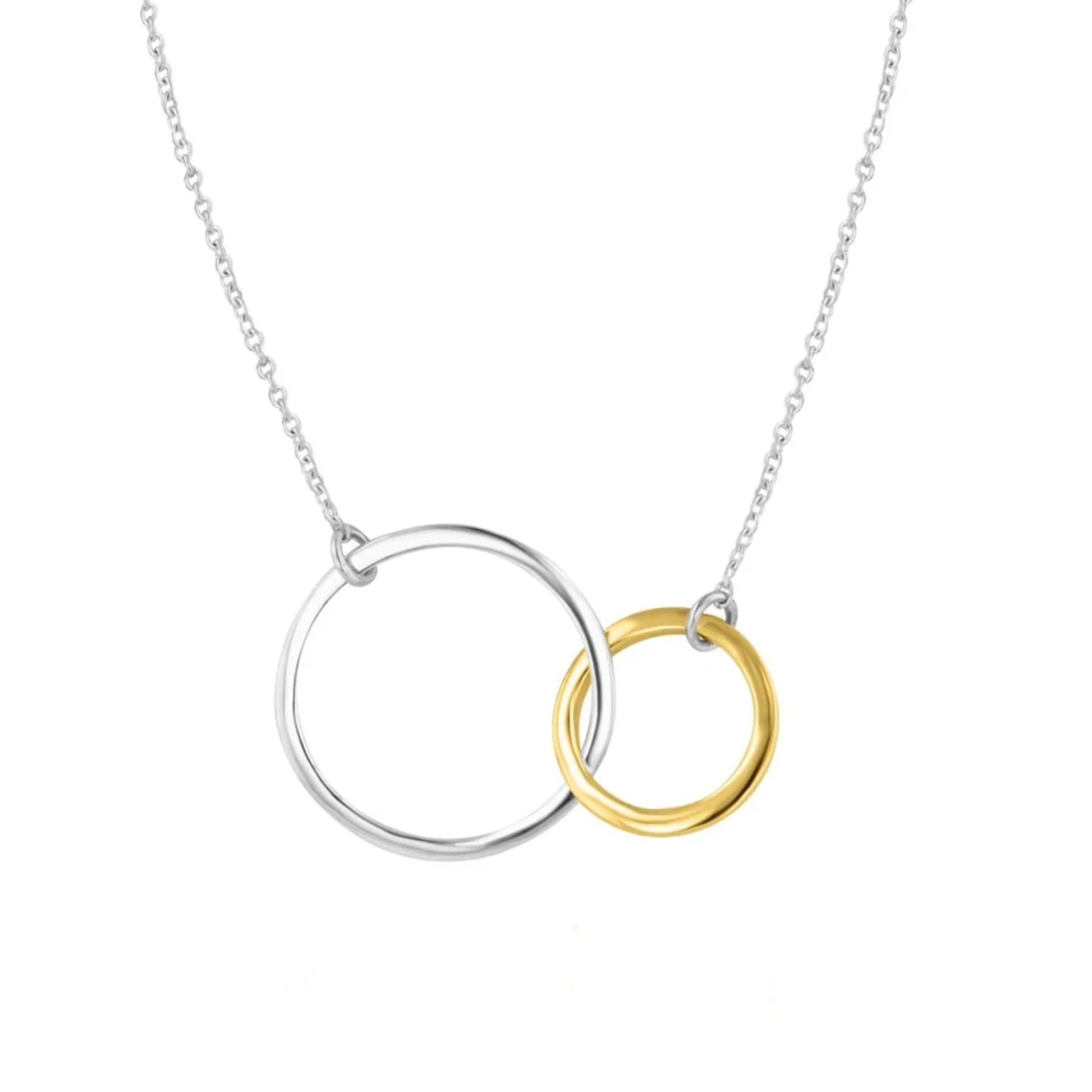 Sterling Silver and 9ct Yellow Gold Interlocking Circles Necklace