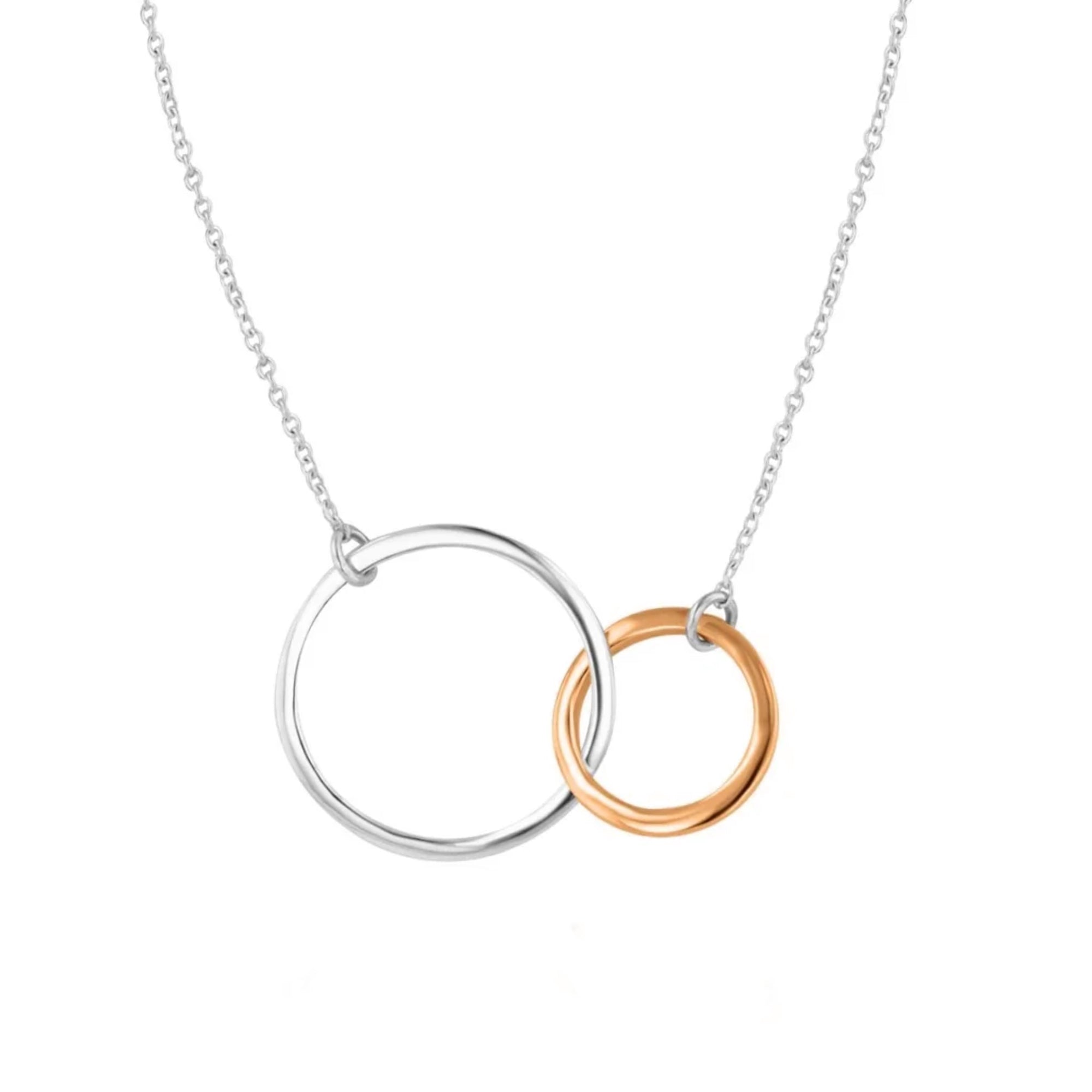 Sterling Silver and 9ct Rose Gold Interlocking Circle Necklace