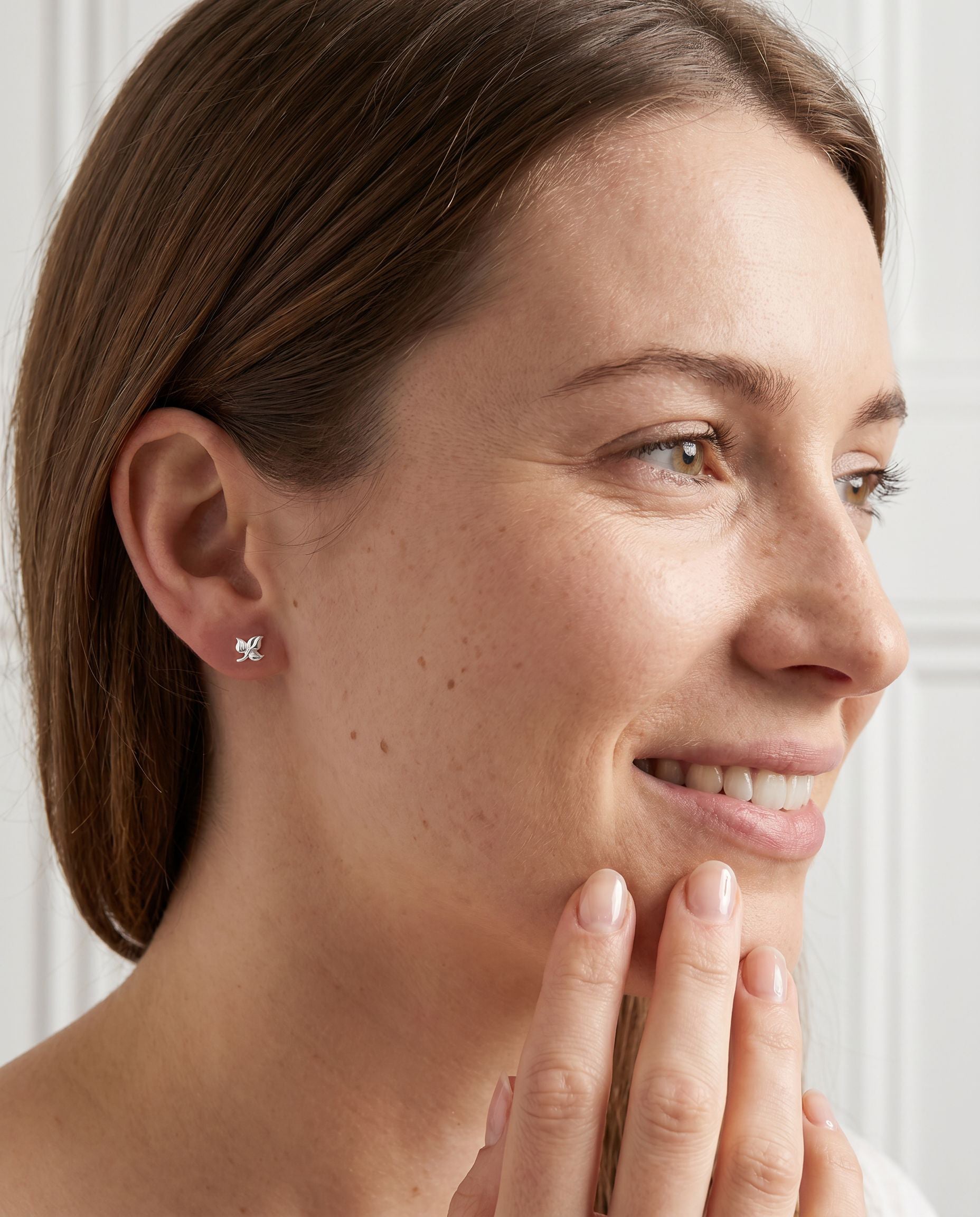 Sterling Silver Three Leaf Studs