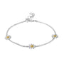 Sterling Silver 8mm Daisy Bracelet with Gold Plated Centres