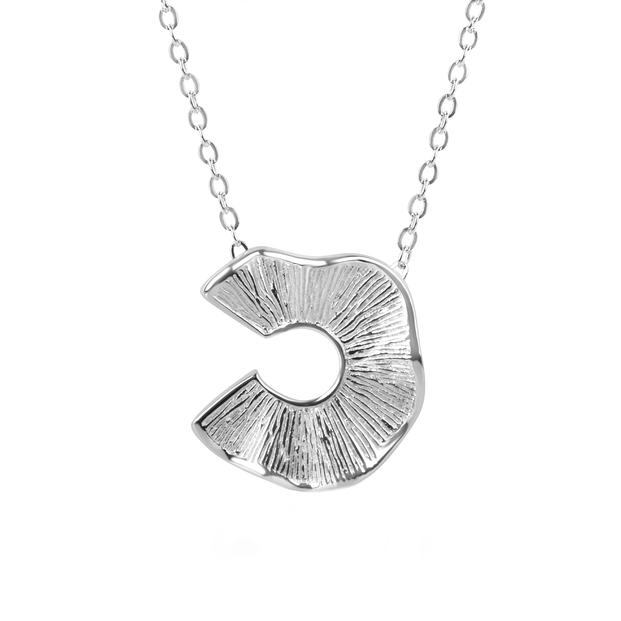 Sterling Silver Abstract Textured U-Shaped Necklace