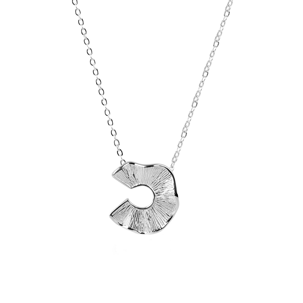Sterling Silver Abstract Textured U-Shaped Necklace