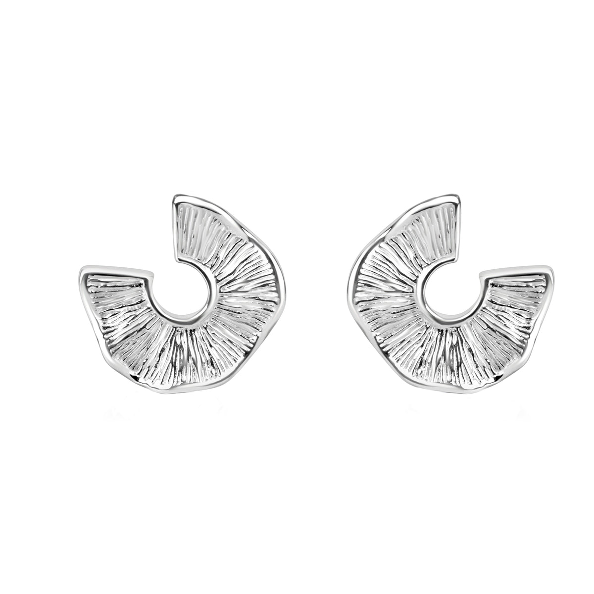 Sterling Silver Abstract Textured U-Shaped Stud Earrings