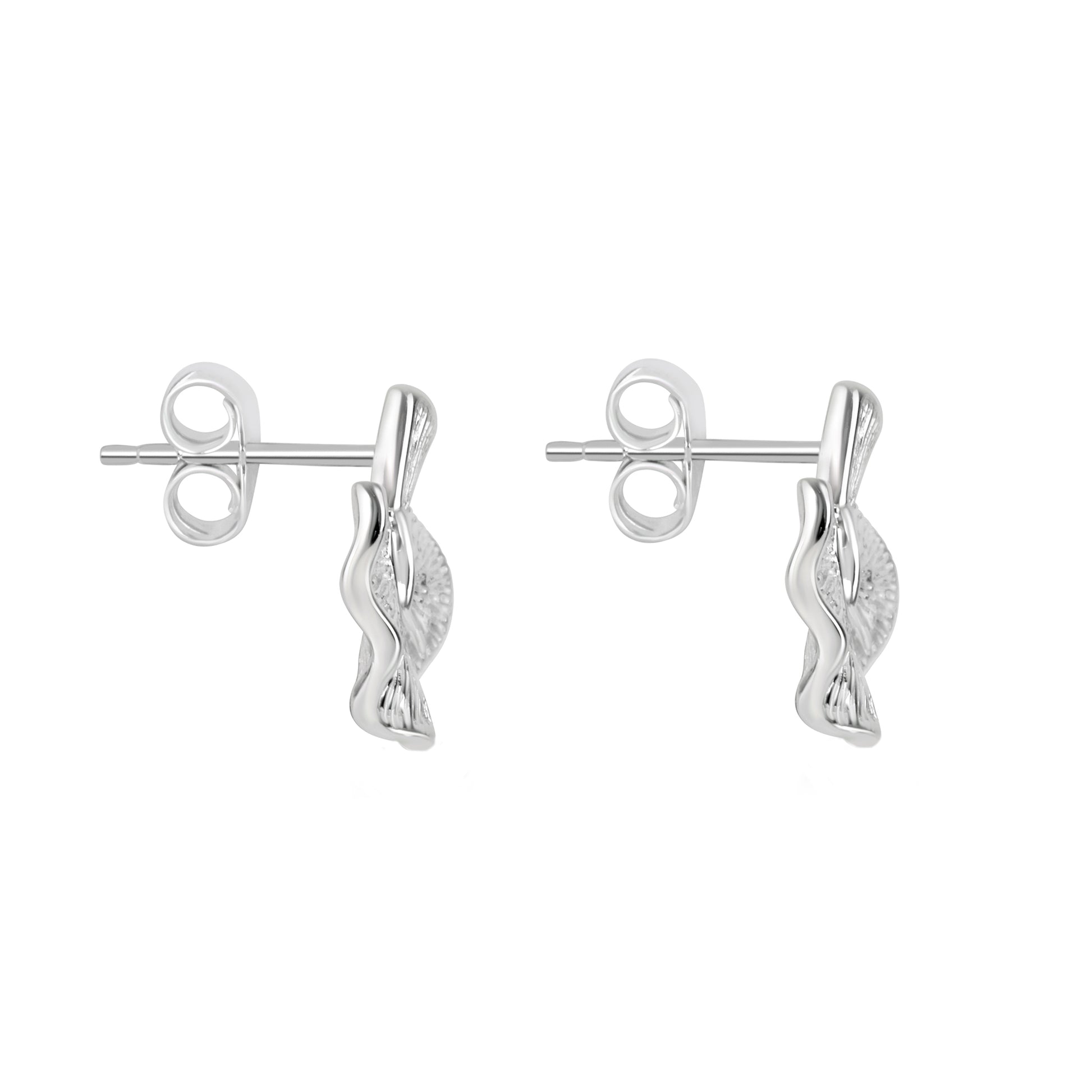 Sterling Silver Abstract Textured U-Shaped Stud Earrings