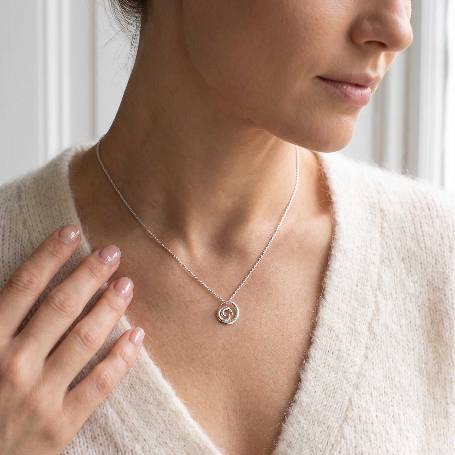 Sterling Silver Crashing Waves Pendant and Chain