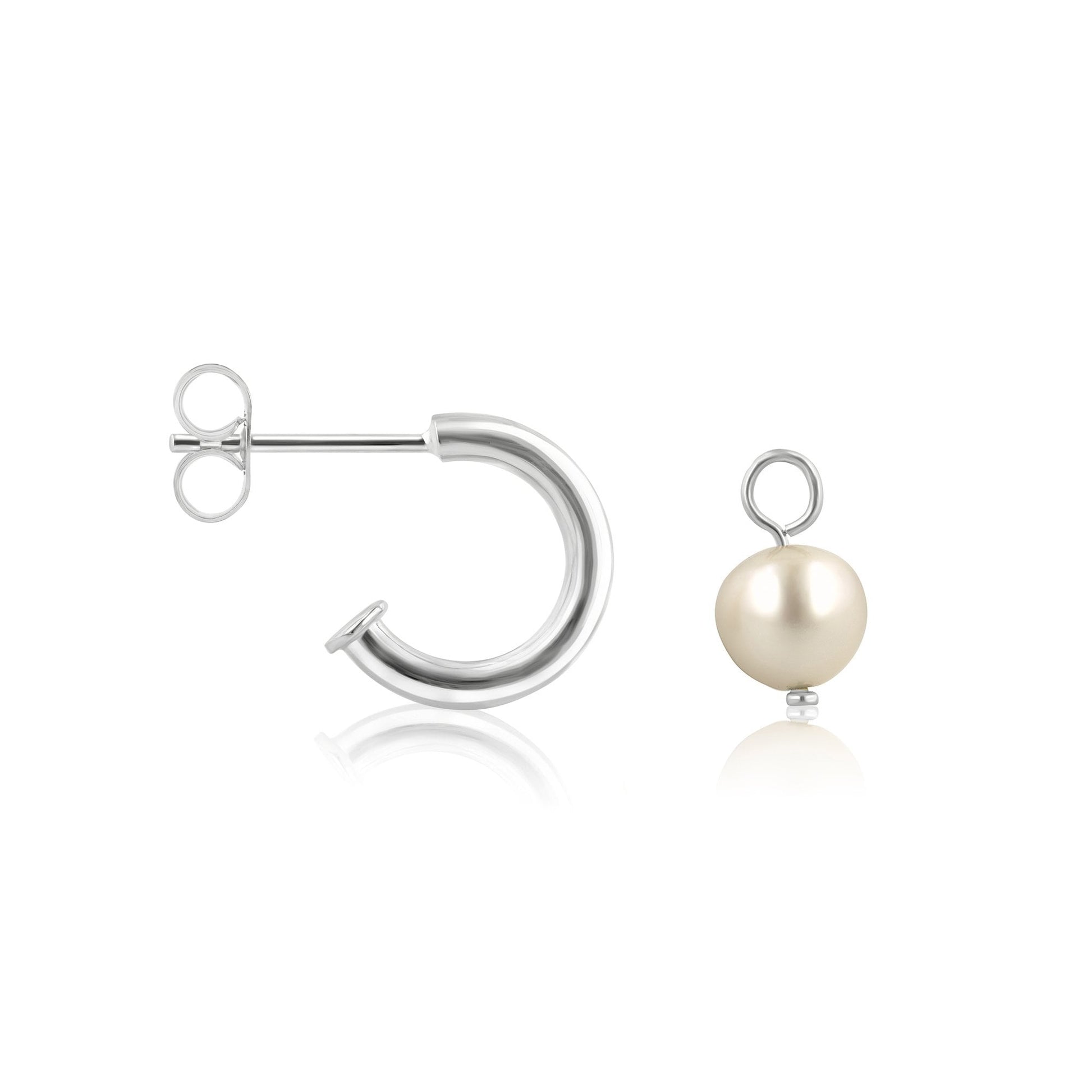 Sterling Silver Cultured Freshwater Pearl Charms (For Hoop Earrings Sold Separately)