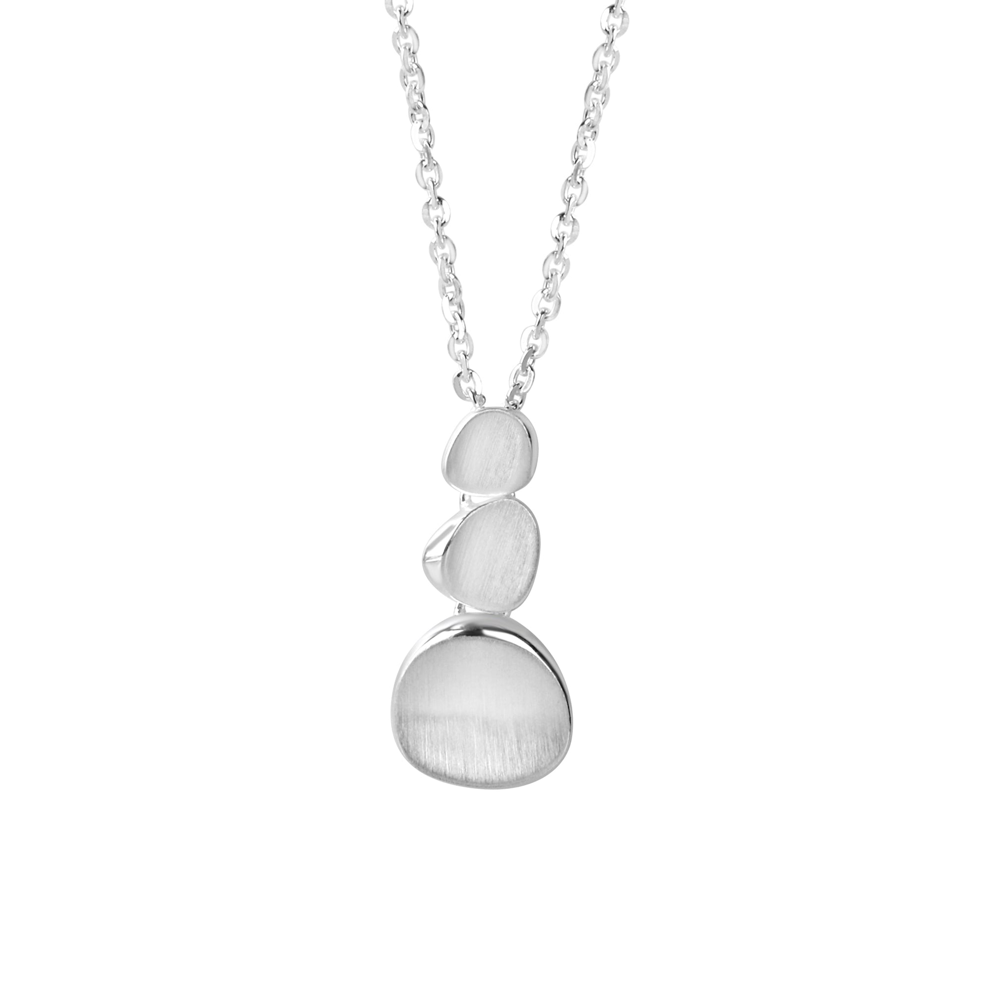 Sterling Silver Double Pebble Drop Necklace