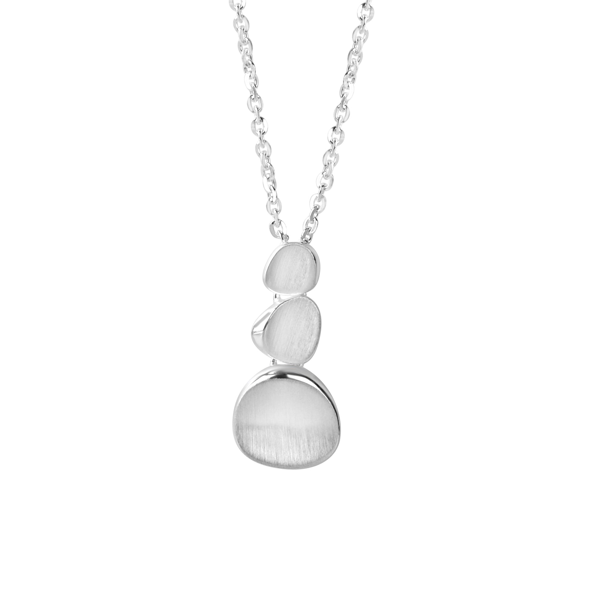 Sterling Silver Double Pebble Drop Necklace
