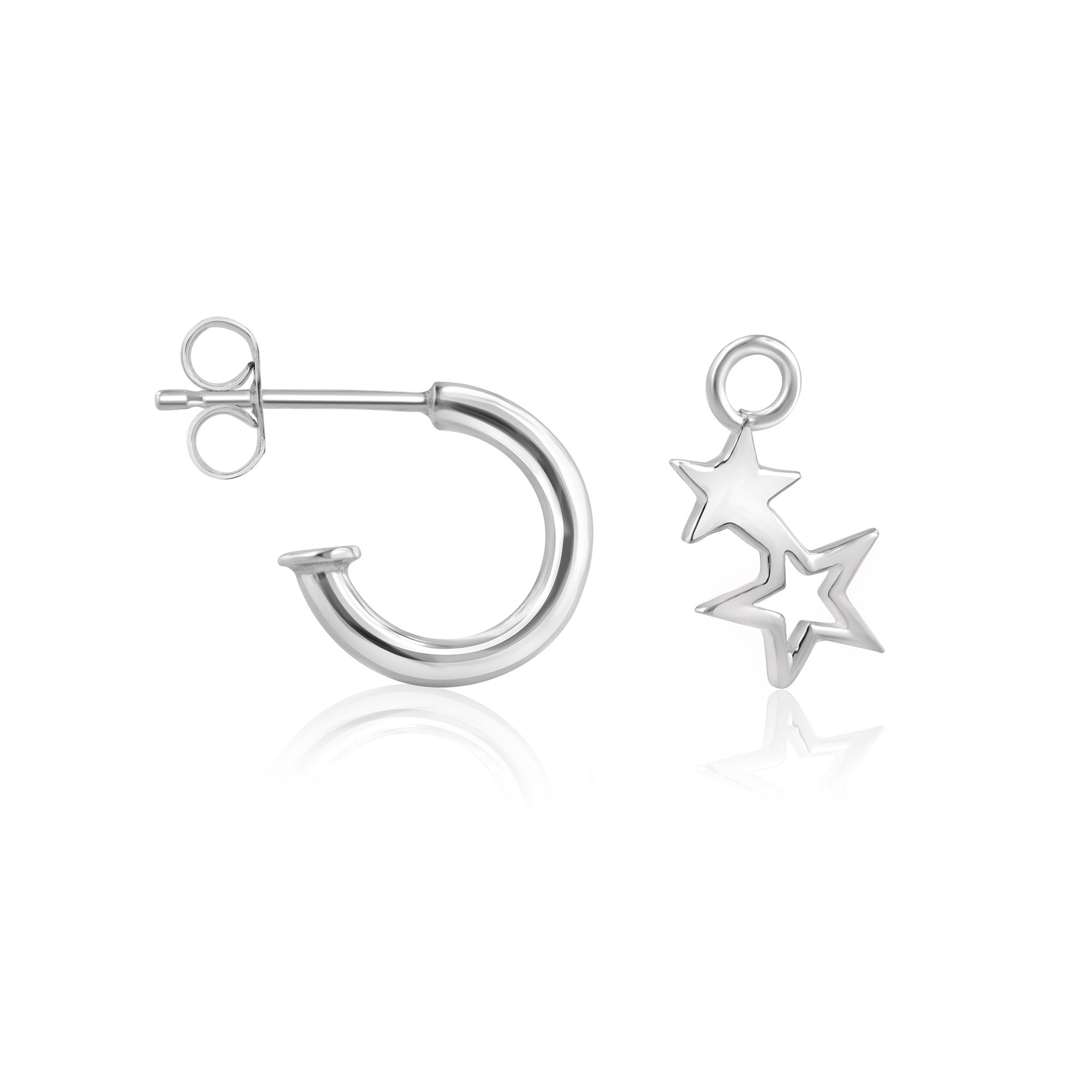 Sterling Silver Double Star Charm (For Hoop Earrings Sold Separately)