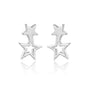 Sterling Silver Double Star Stud Earrings