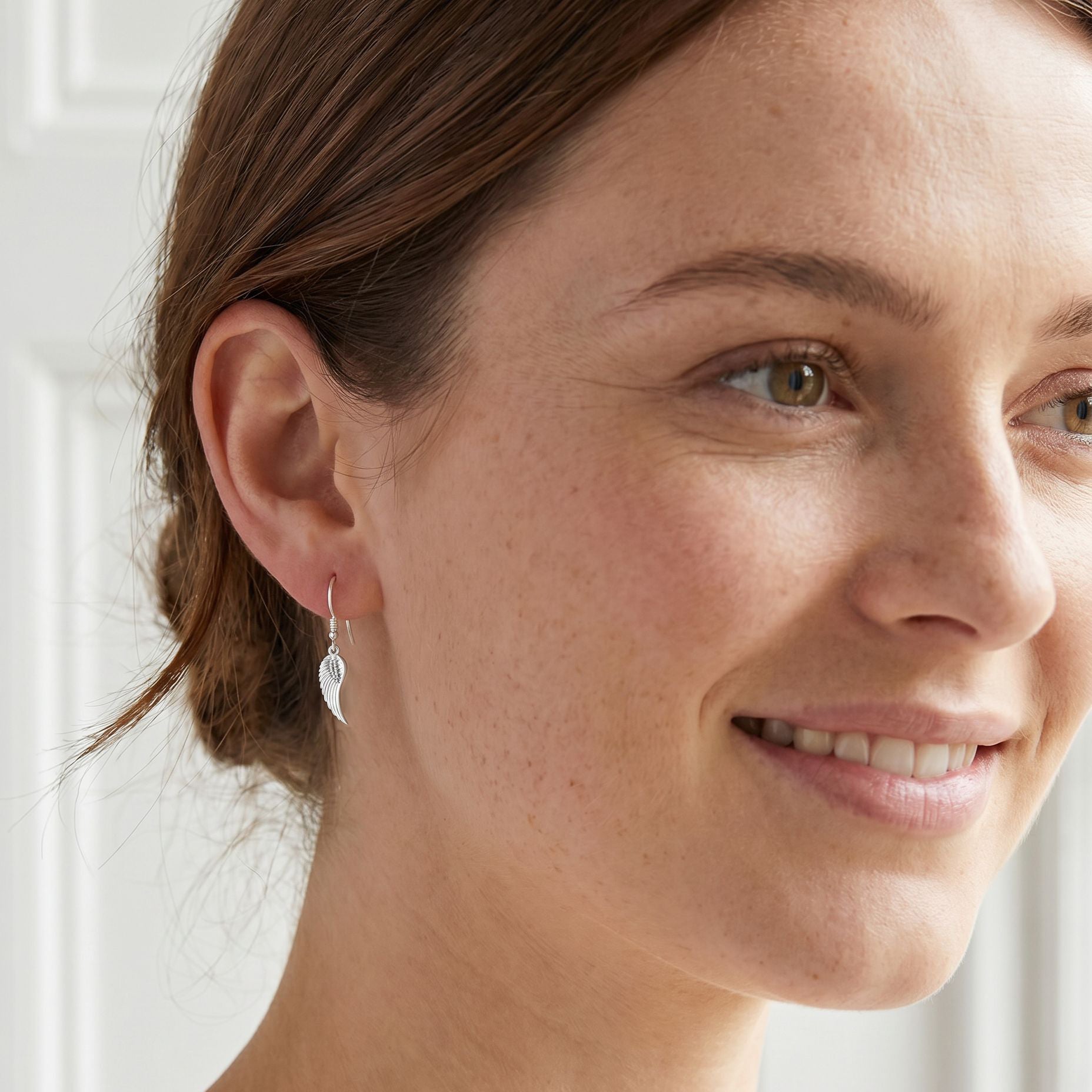 Sterling Silver Feather Wing Drop Earrings