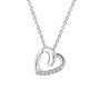 Sterling Silver Hanging Heart Cubic Zirconia Necklace