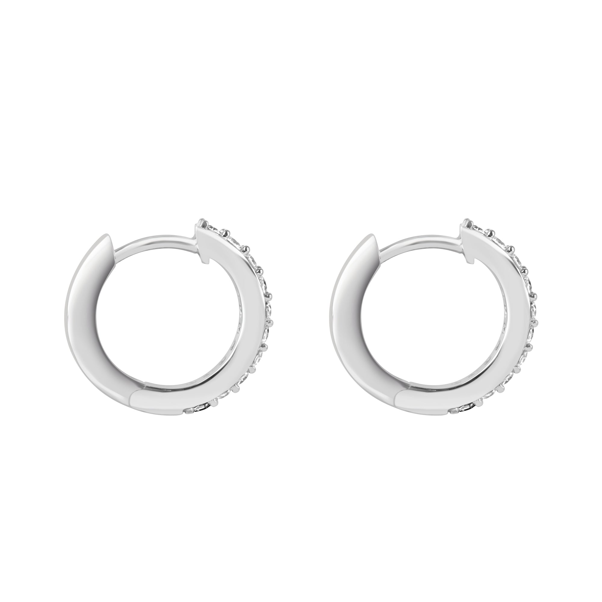 Sterling Silver Hinged Hoop Huggie CZ Earrings