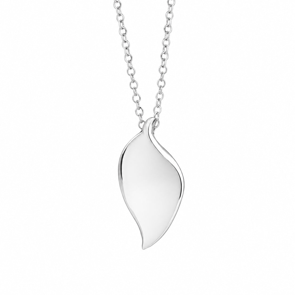 Sterling Silver Leaf Polished Finish Necklace