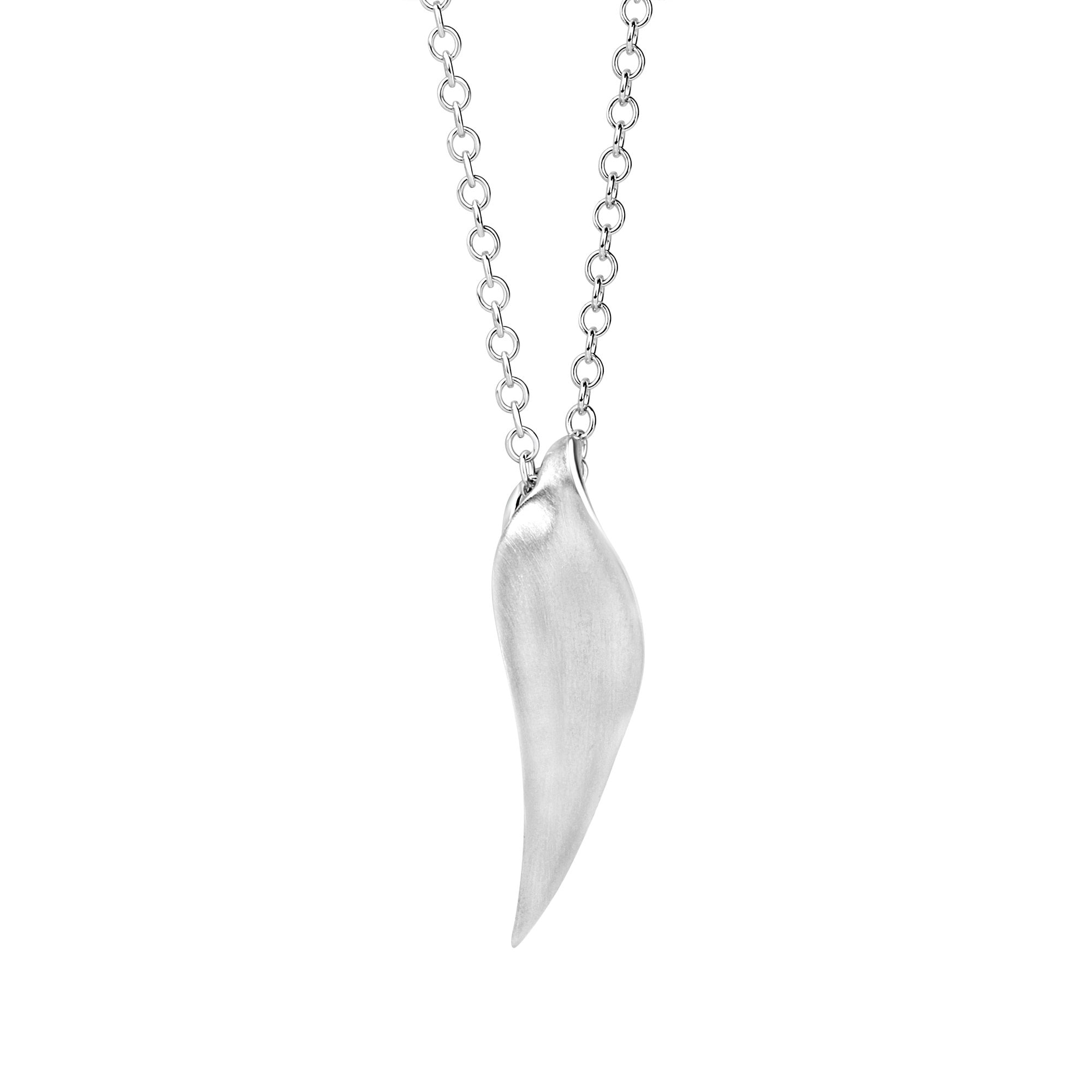 Sterling Silver Leaf Satin Finish Necklace