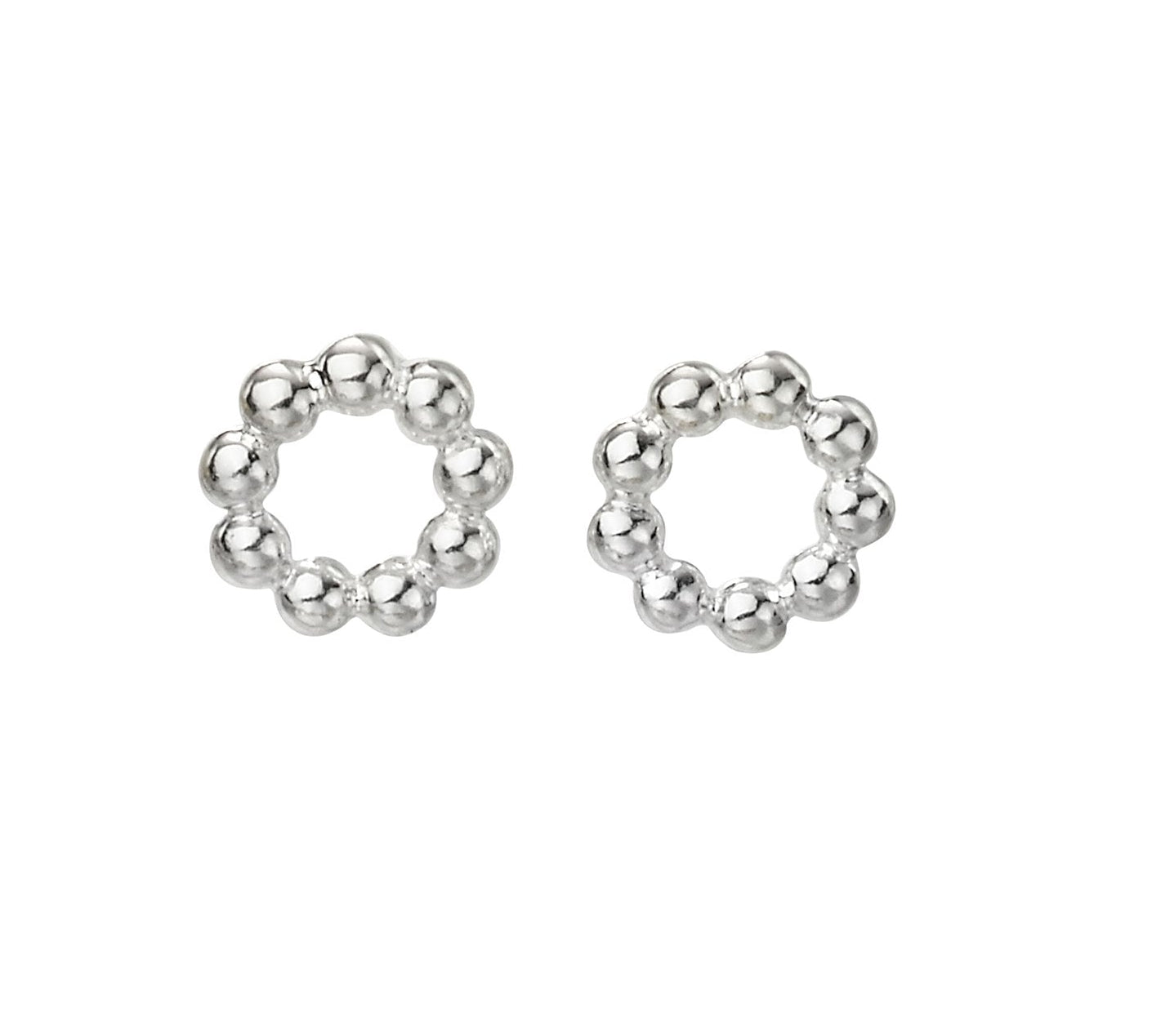 Sterling Silver Open Circle Ball Stud Earrings